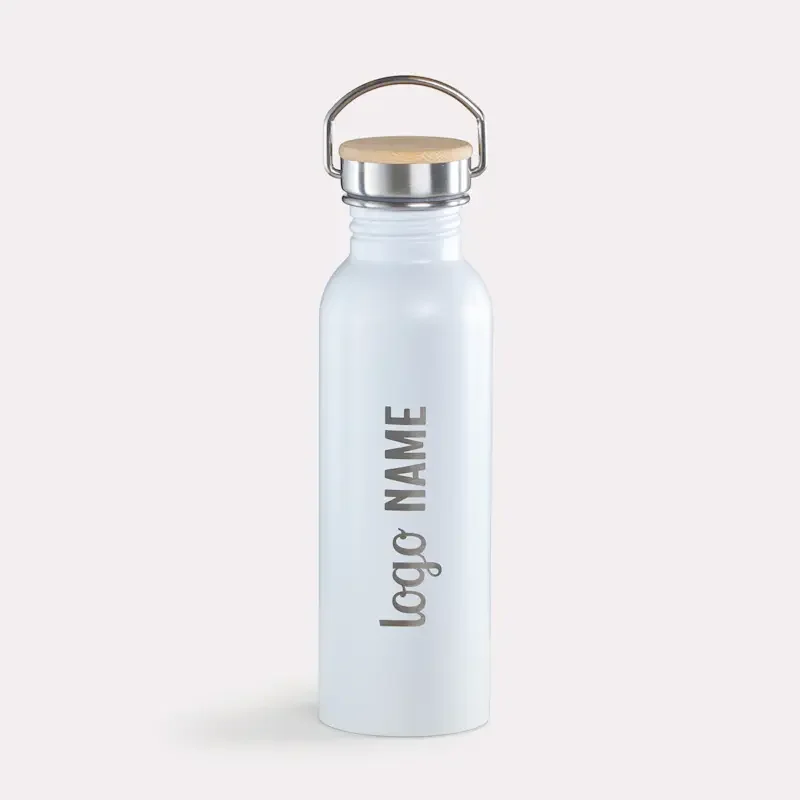 Gourdes inox avec couvercle en bambou